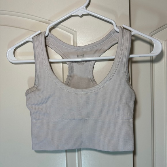 Pro-Fit Seamless Ribbed‎ Tank Top Athletic Racerback Sports Bra Gray Small - Picture 1 of 3